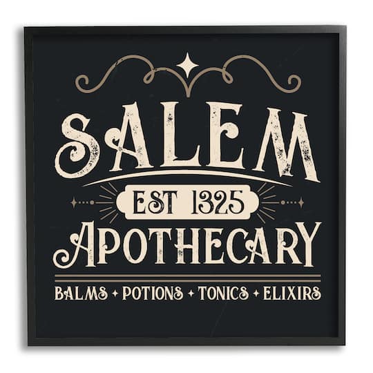Stupell Industries Salem Apothecary Vintage Witch Sign Square Framed Gicl&#xE9;e Wall Art